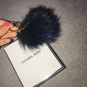 Michael Kors Faux Fur Blue Puff Key chain